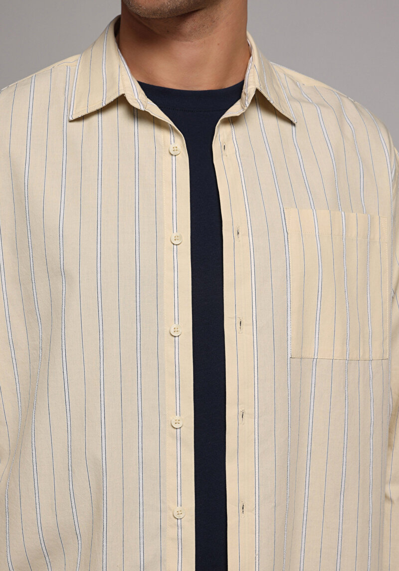 Imagine a Camasa Cu Maneca Lunga De Barbati Galben Boxy Fit Cl1079095