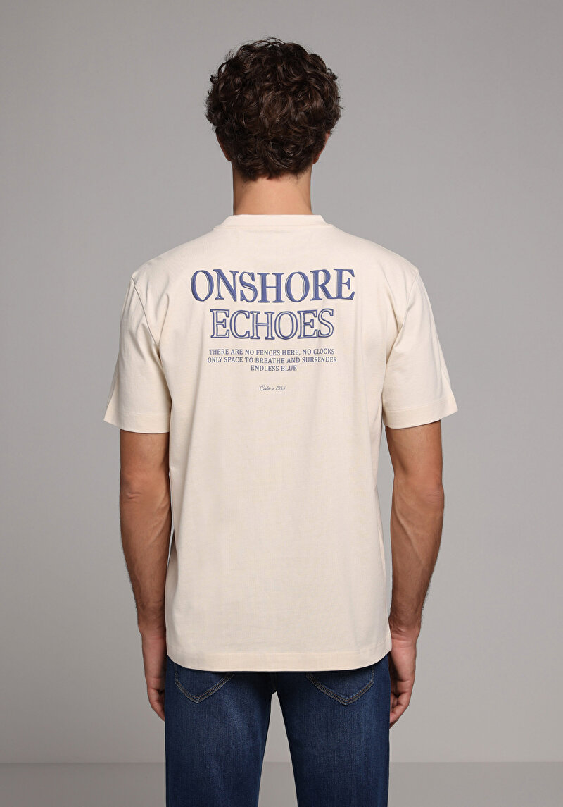 Imagine a Tricou Cu Maneca Scurta De Barbati Ecru Comfort Fit Cl1079273