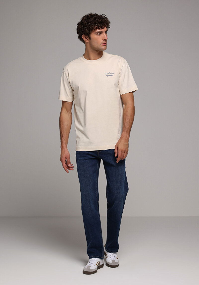 Imagine a Tricou Cu Maneca Scurta De Barbati Ecru Comfort Fit  Cl1079273