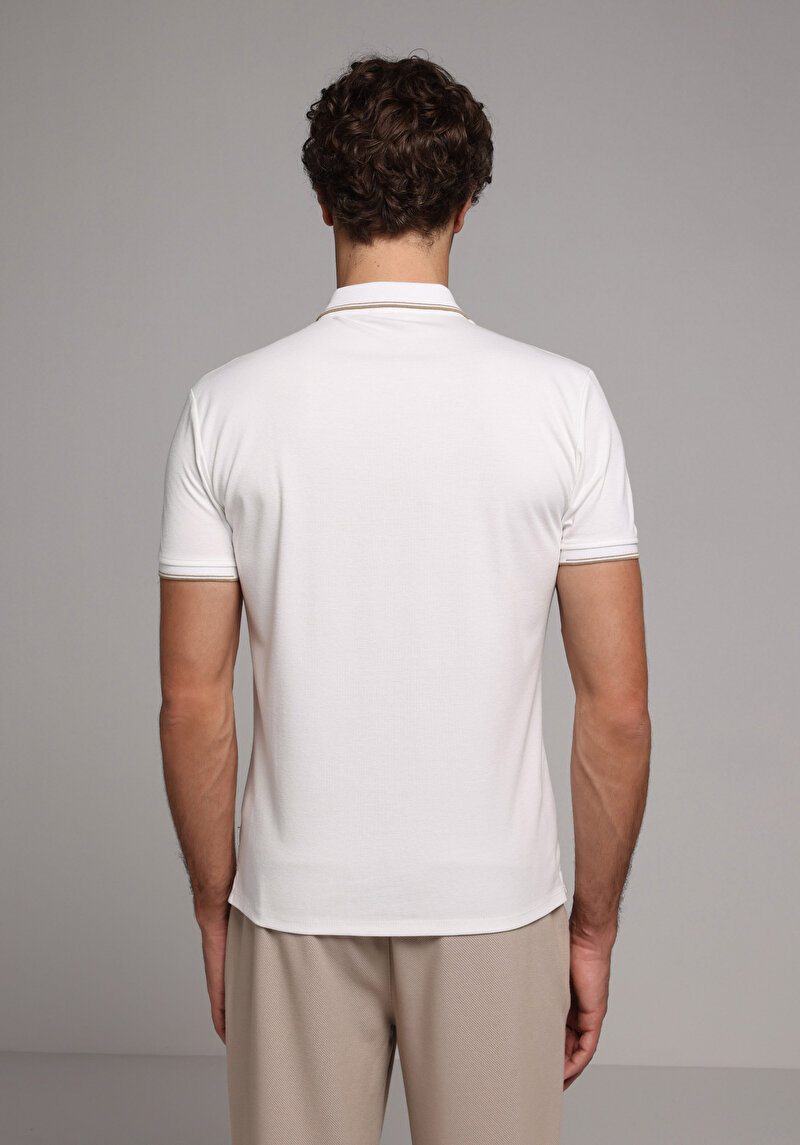 Imagine a Tricou Polo Cu Maneca Scurta De Barbati Alb Slim Fit Cl1079284