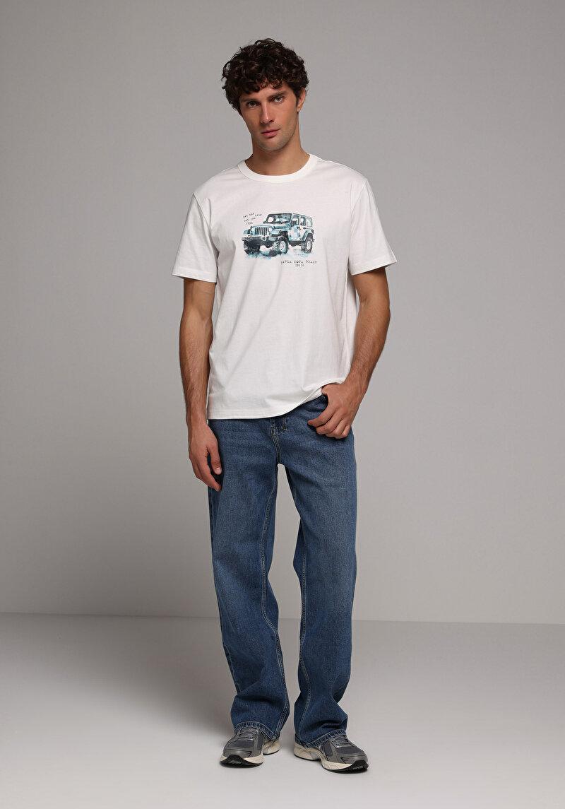 Imagine a Tricou Cu Maneca Scurta De Barbati Alb Comfort Fit Cl1079295