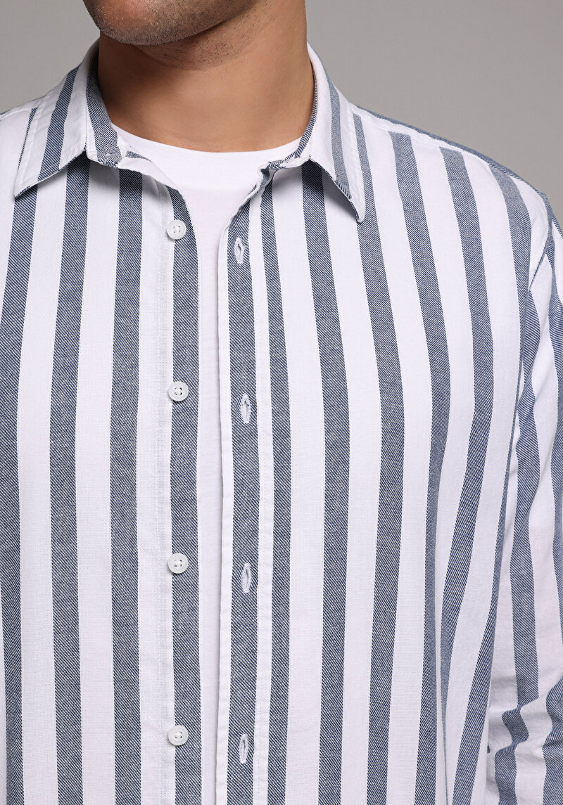 Imagine a Camasa Cu Maneca Lunga De Barbati Albastru Regular Fit Cl1079312