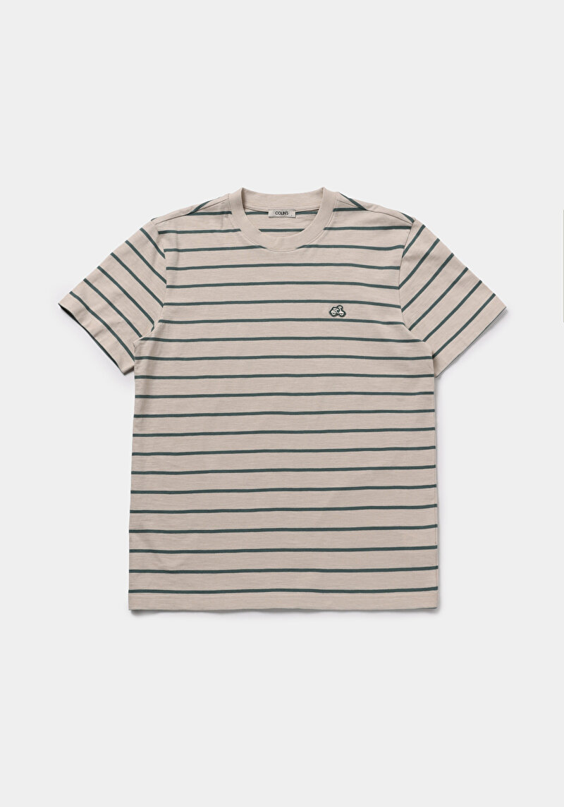 Imagine a Tricou Cu Maneca Scurta De Barbati Bej Regular Fit  Cl1067754