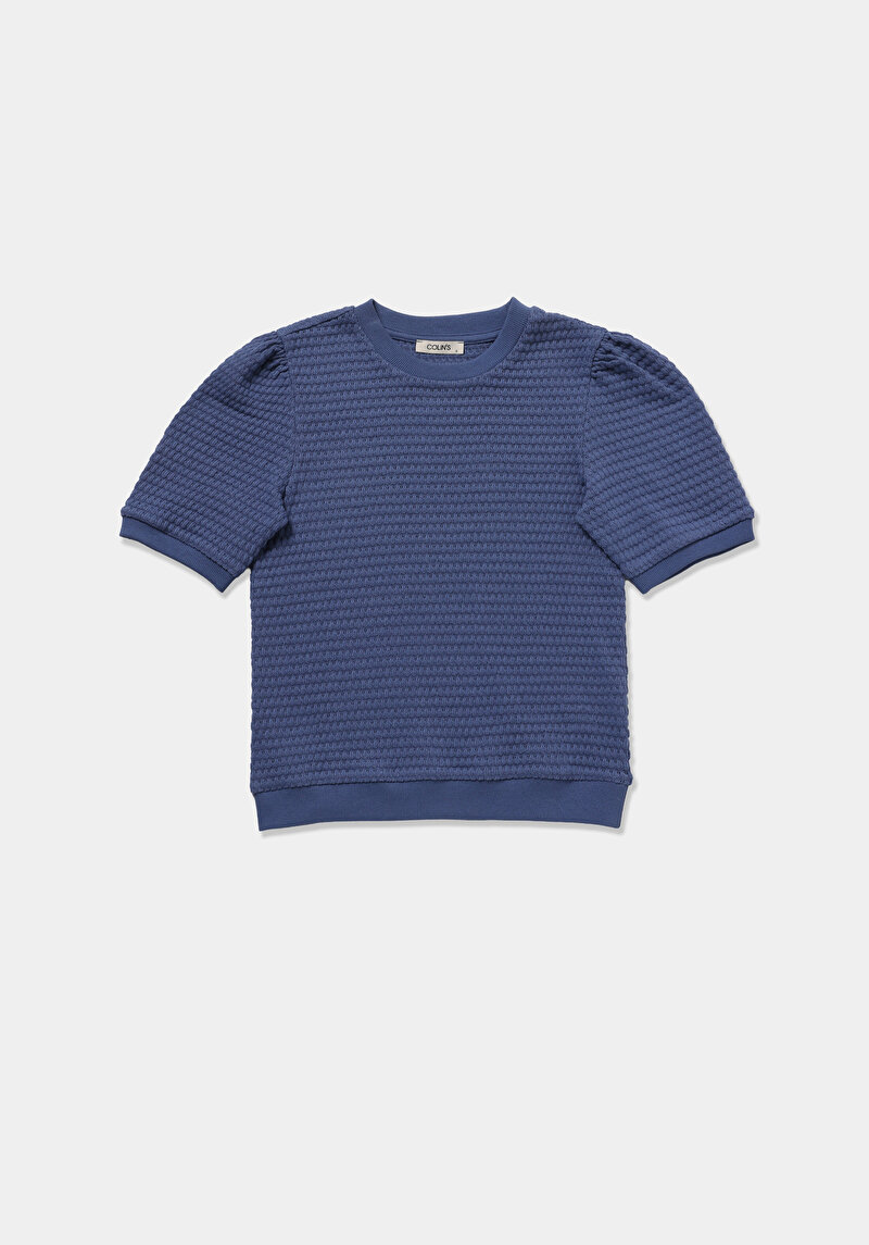 Imagine a Pulover Cu Mâneci Scurte De Dama Albastru Slim Fit  Cl1079971