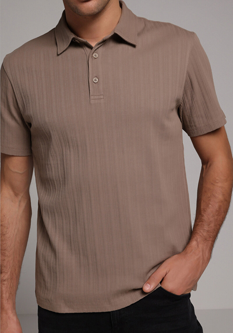 Imagine a Tricou Polo Cu Maneca Scurta De Barbati Maro Regular Fit Cl1074136