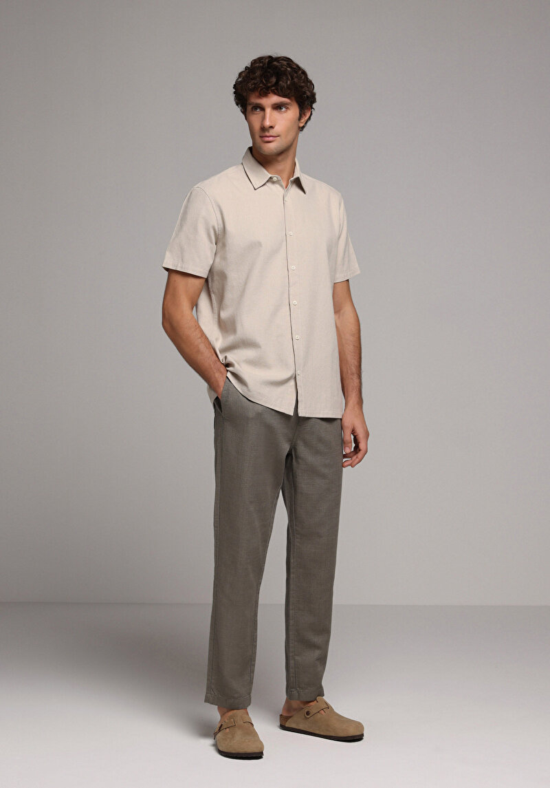 Imagine a Camasa Cu Maneca Scurta De Barbati Bej Regular Fit  Cl1078375