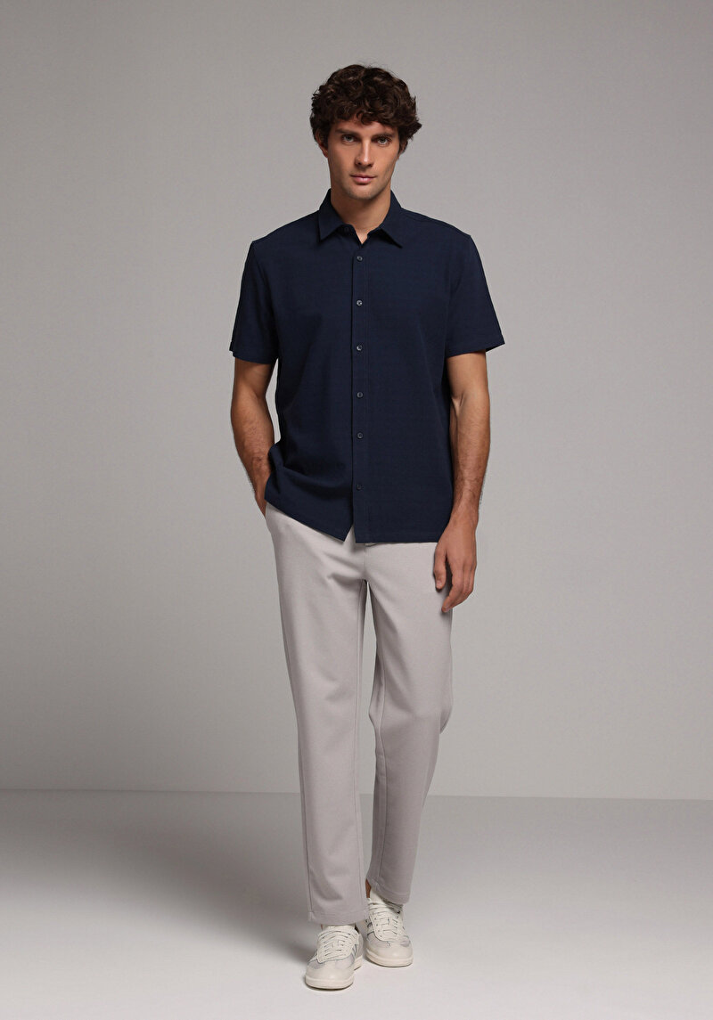 Imagine a Camasa Cu Maneca Scurta De Barbati Albastru Marin Regular Fit  Cl1078375