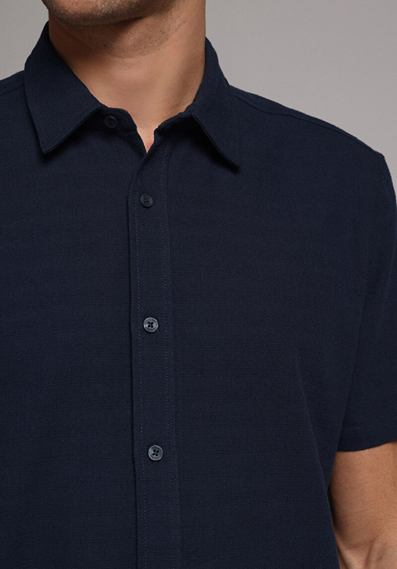 Imagine a Camasa Cu Maneca Scurta De Barbati Albastru Marin Regular Fit  Cl1078375