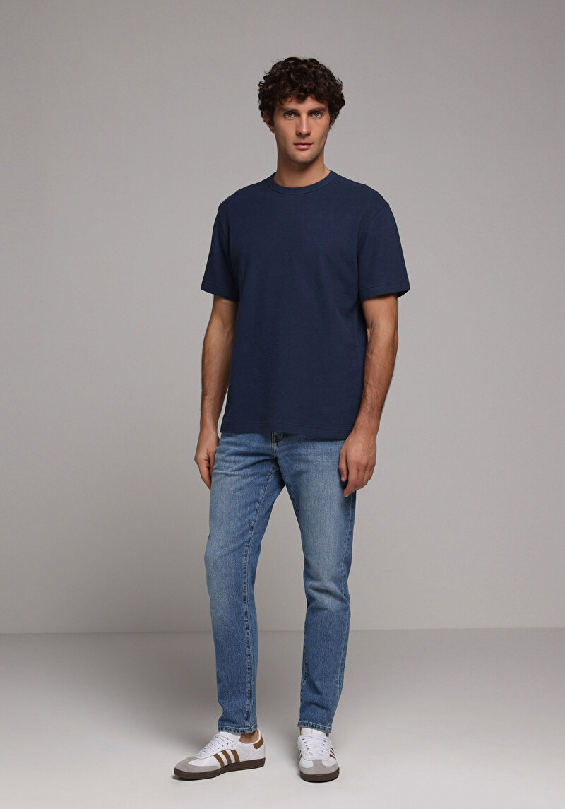 Afișați detalii pentru Tricou Cu Maneca Scurta De Barbati Albastru Marin Comfort Fit  Cl1078587