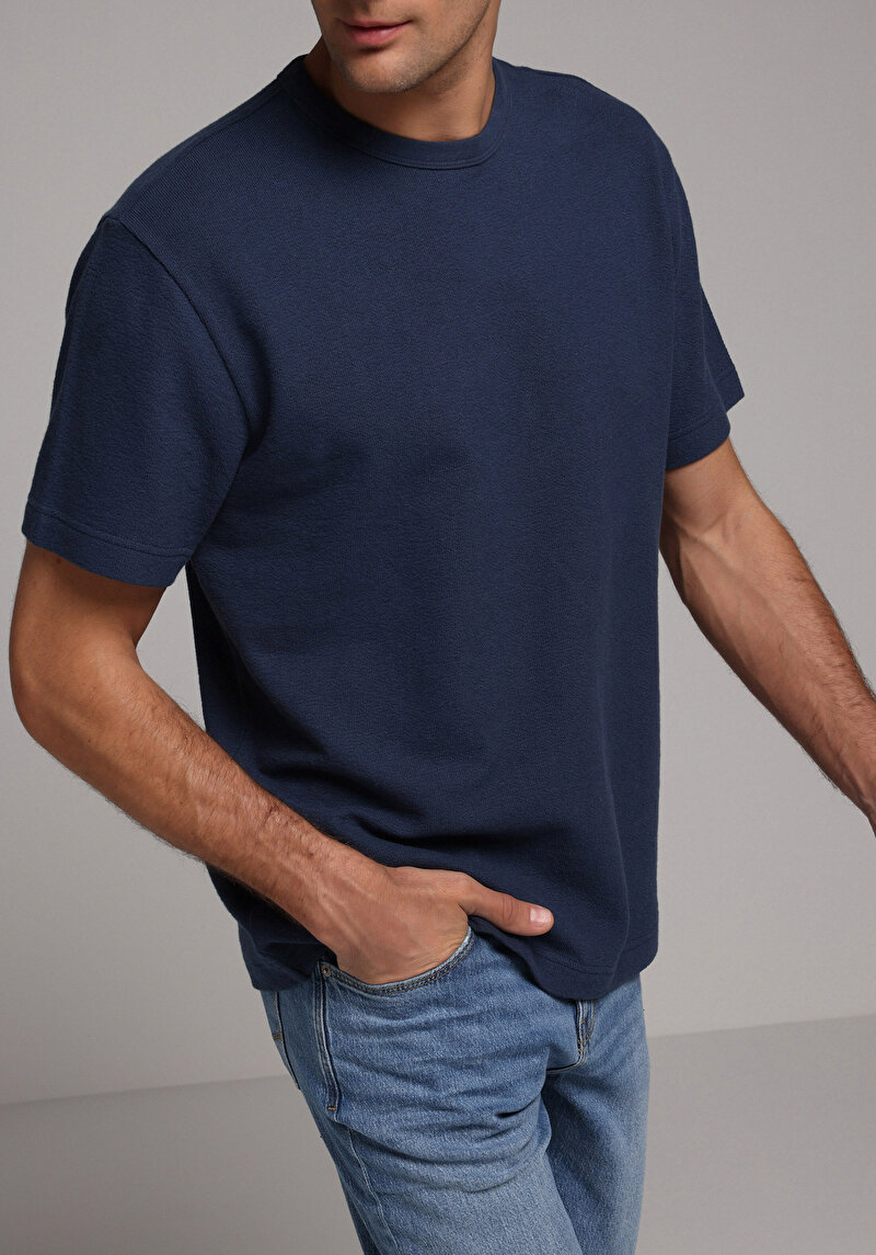 Afișați detalii pentru Tricou Cu Maneca Scurta De Barbati Albastru Marin Comfort Fit  Cl1078587