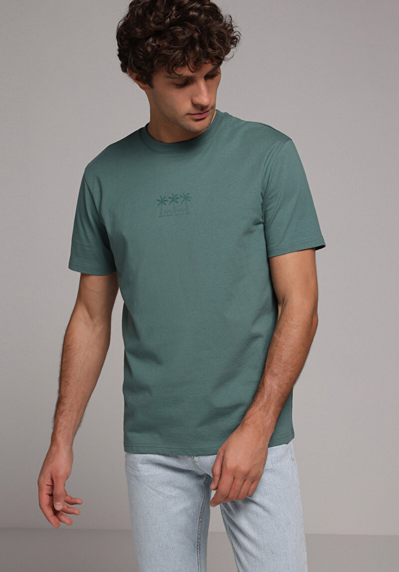 Imagine a Tricou Cu Maneca Scurta De Barbati Verde Regular Fit Cl1079052