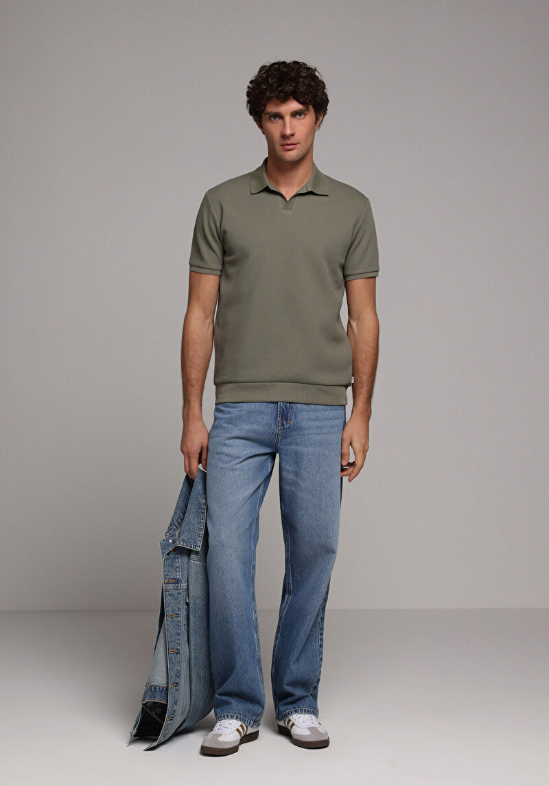 Imagine a Tricou Polo Cu Maneca Scurta De Barbati Kaki Regular Fit Cl1079282