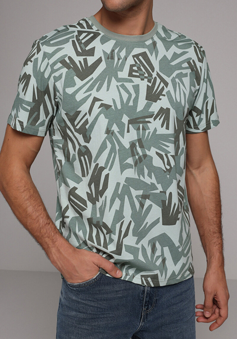 Imagine a Tricou Cu Maneca Scurta De Barbati Verde Regular Fit  Cl1079285