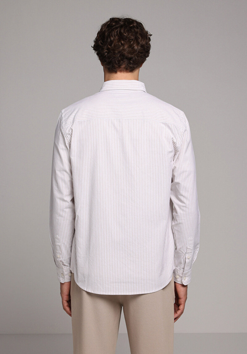 Imagine a Camasa Cu Maneca Lunga De Barbati Bej Regular Fit Cl1079703