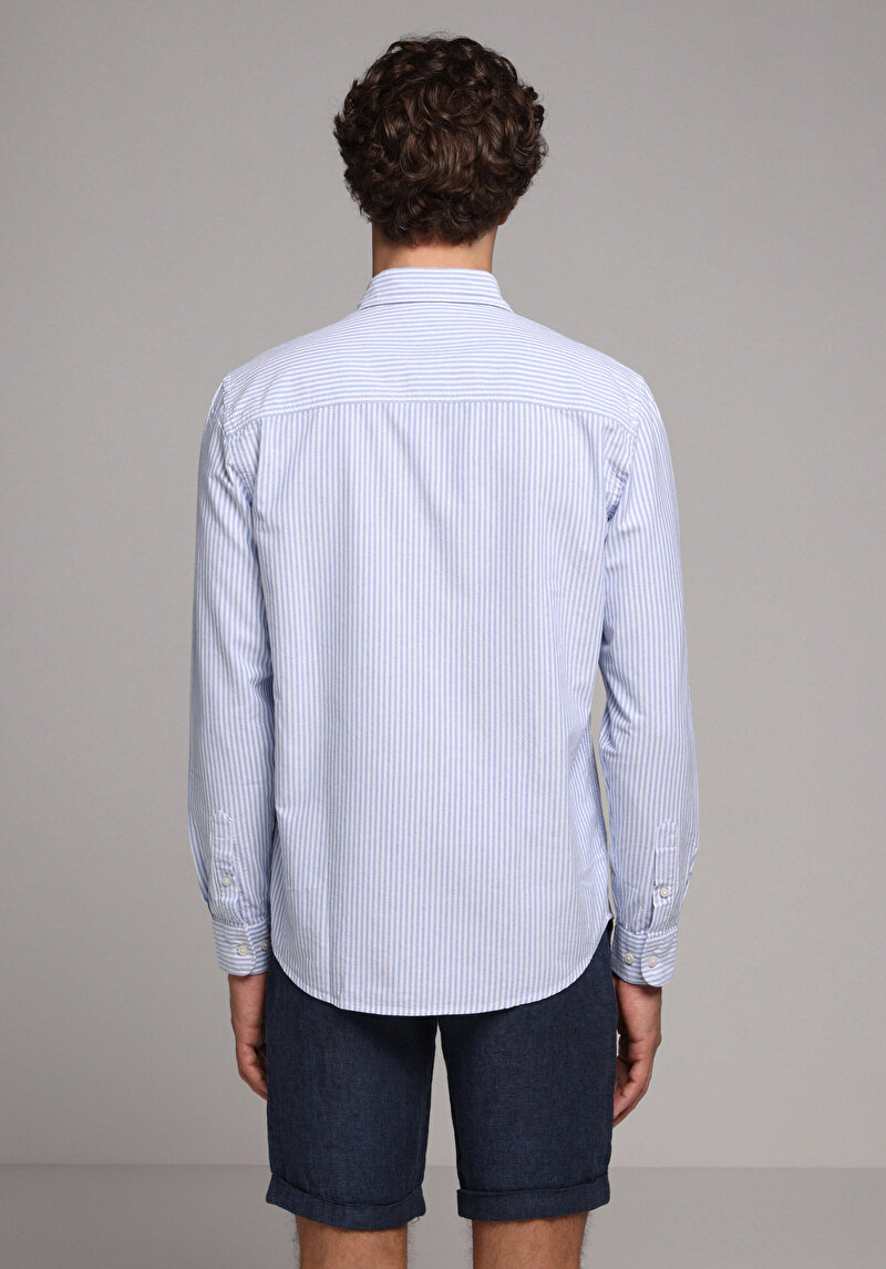 Imagine a Camasa Cu Maneca Lunga De Barbati Albastru Regular Fit  Cl1079703