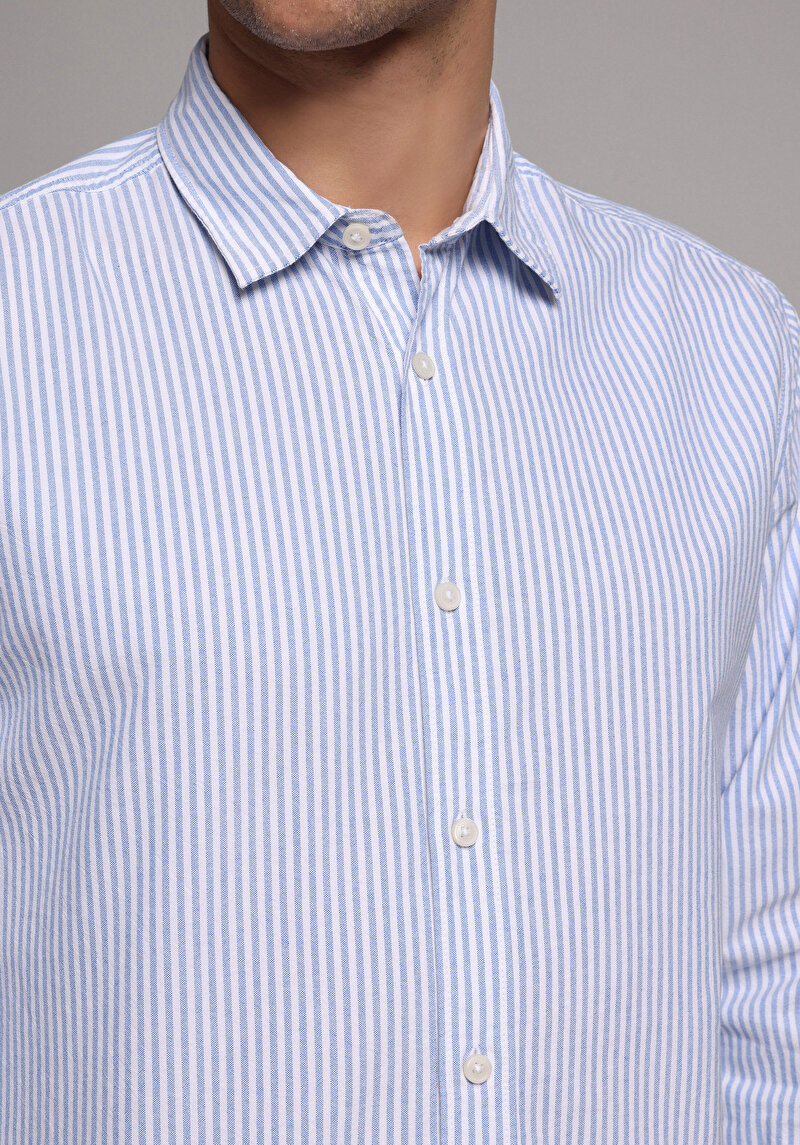 Imagine a Camasa Cu Maneca Lunga De Barbati Albastru Regular Fit Cl1079703