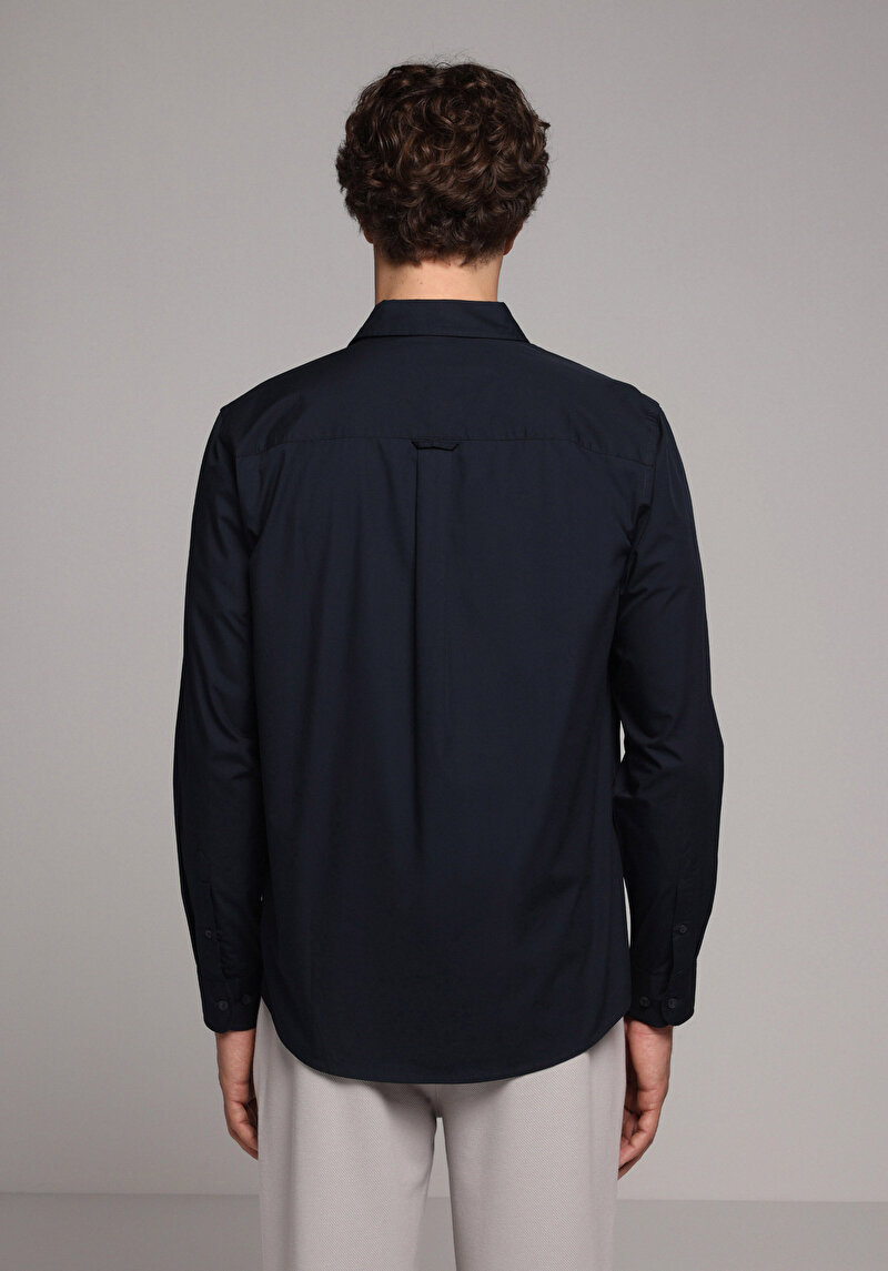 Imagine a Camasa Cu Maneca Lunga De Barbati Albastru Marin Regular Fit  Cl1080056