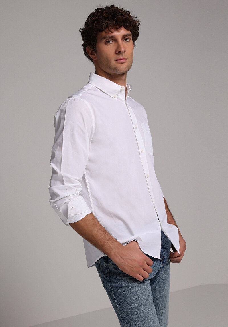 Imagine a Camasa Cu Maneca Lunga De Barbati Alb Regular Fit  Cl1080056