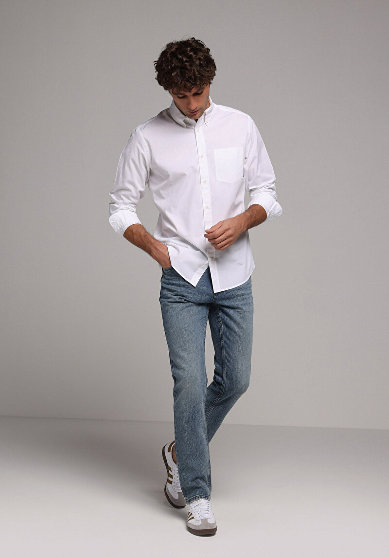 Imagine a Camasa Cu Maneca Lunga De Barbati Alb Regular Fit Cl1080056