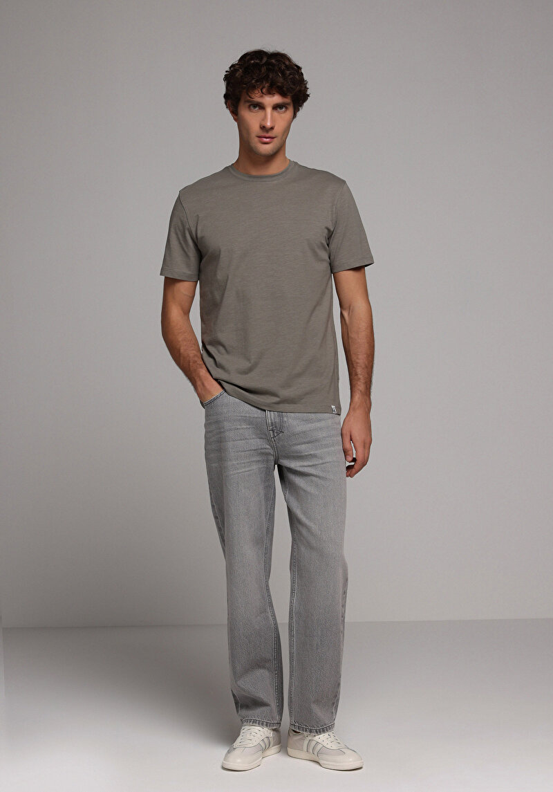 Imagine a Tricou Cu Maneca Scurta De Barbati Kaki Regular Fit Cl1080170