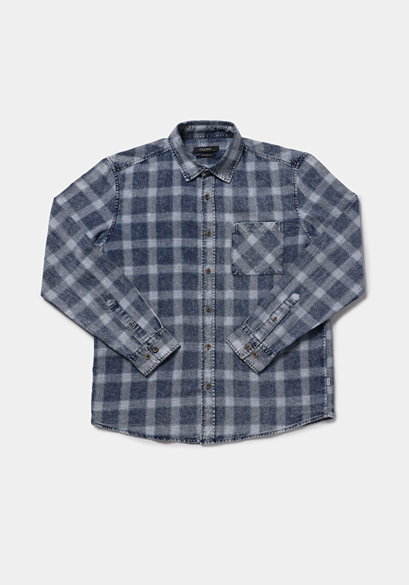 Imagine a Camasa Cu Maneca Lunga De Barbati Albastru Regular Fit  Cl1078994