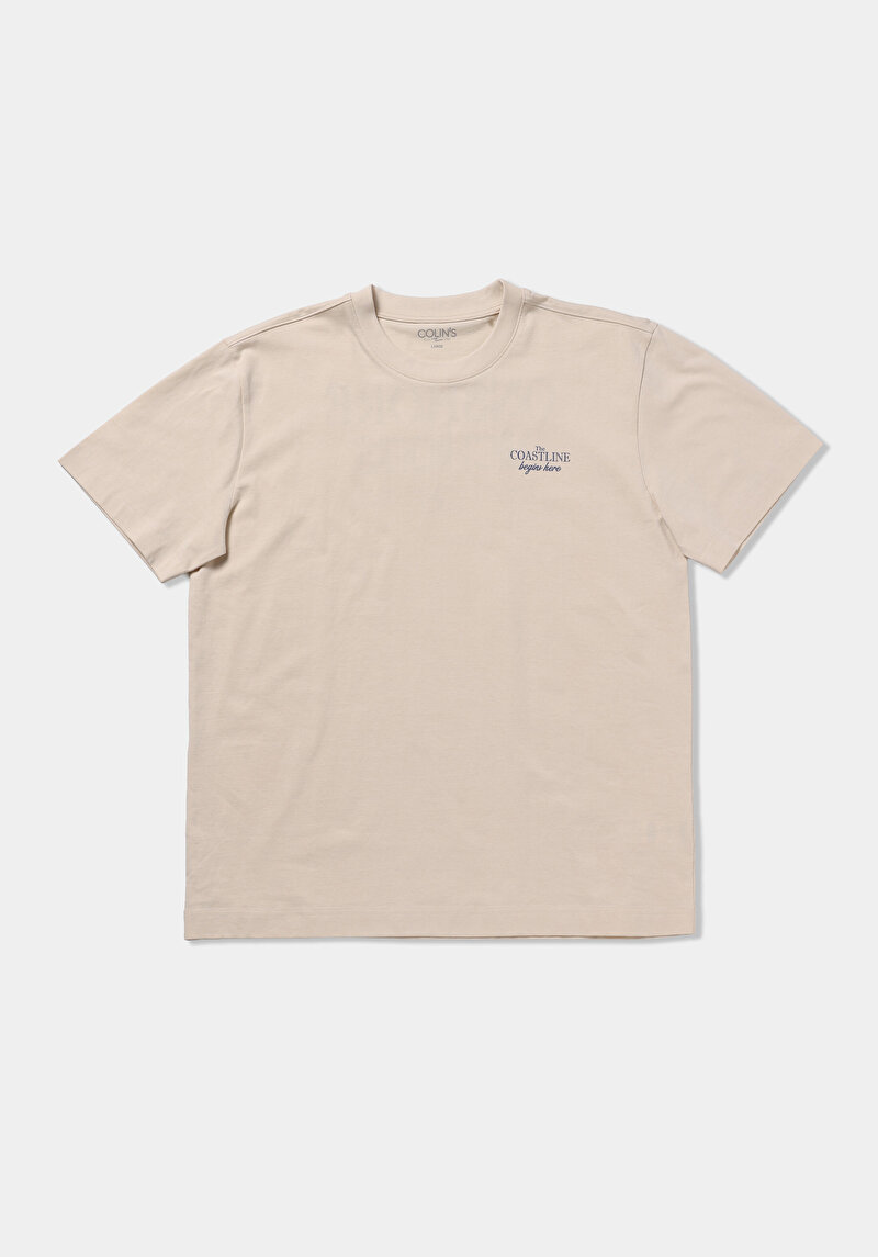 Imagine a Tricou Cu Maneca Scurta De Barbati Ecru Comfort Fit  Cl1079273