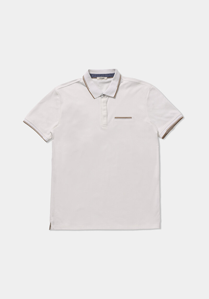 Imagine a Tricou Polo Cu Maneca Scurta De Barbati Alb Slim Fit  Cl1079284