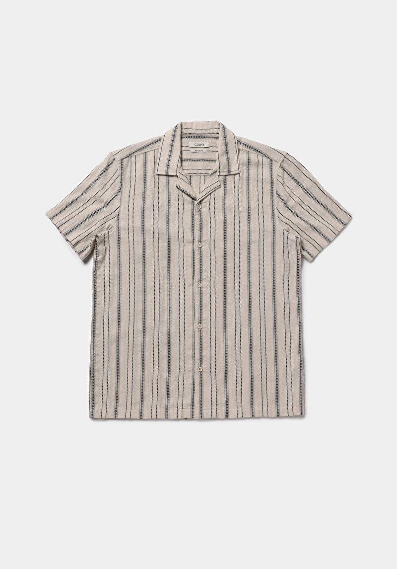 Imagine a Camasa Cu Maneca Scurta De Barbati Ecru Regular Fit  Cl1079320