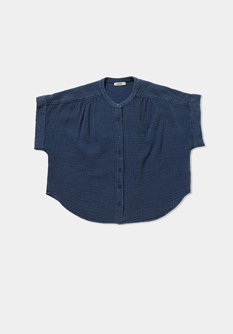 Imagine a Camasa Cu Maneca Scurta De Dama Albastru Fashion Fit  Cl1079412