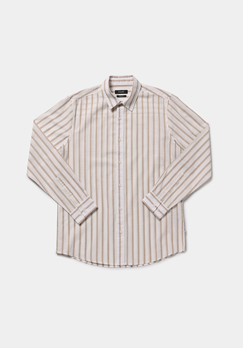 Imagine a Camasa Cu Maneca Lunga De Barbati Bej Regular Fit  Cl1079443