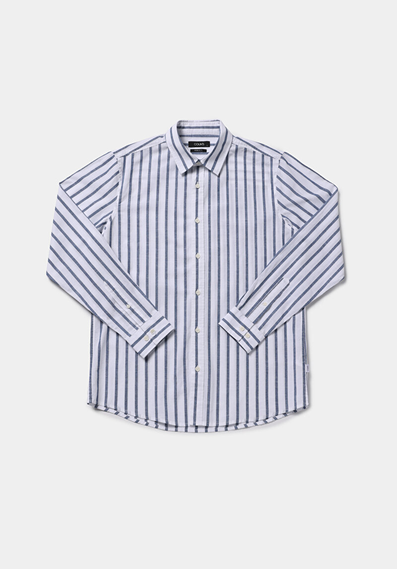 Imagine a Camasa Cu Maneca Lunga De Barbati Albastru Regular Fit  Cl1079443