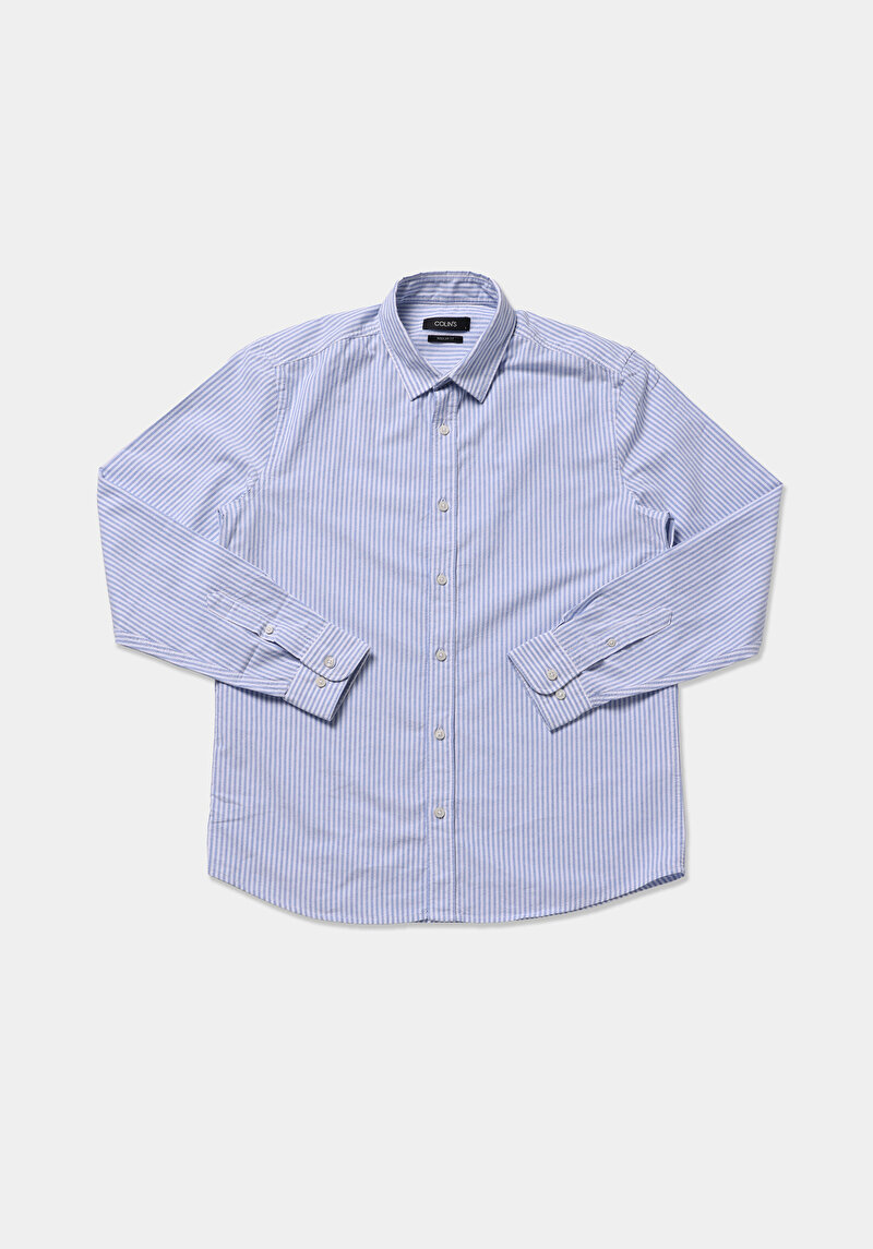 Imagine a Camasa Cu Maneca Lunga De Barbati Albastru Regular Fit  Cl1079703