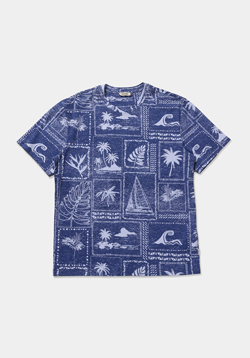 Imagine a Tricou Cu Maneca Scurta De Barbati Albastru Comfort Fit  Cl1079908