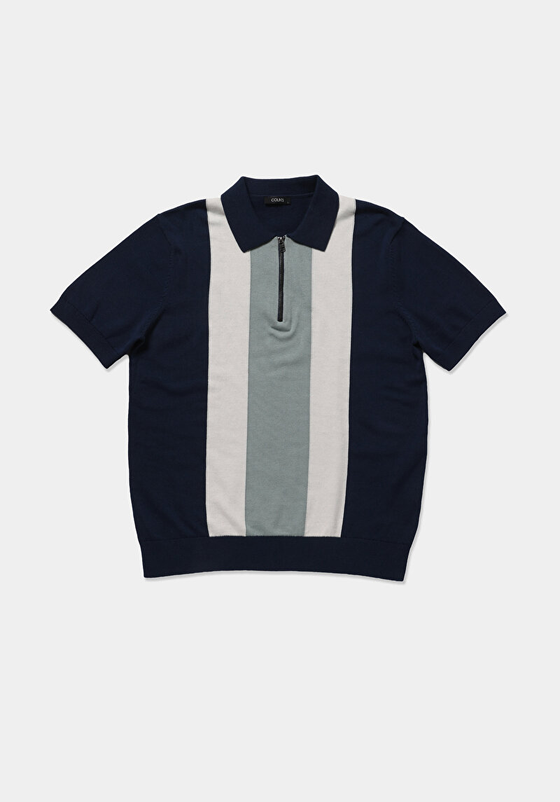 Imagine a Pulover Cu Mâneci Scurte De Barbati Albastru Marin Regular Fit  Cl1078756