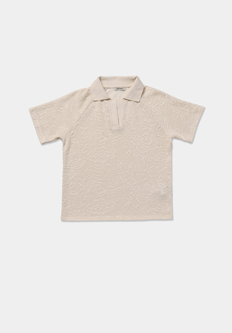 Imagine a Tricou Polo Cu Maneca Scurta De Dama Ecru Regular Fit  Cl1078845