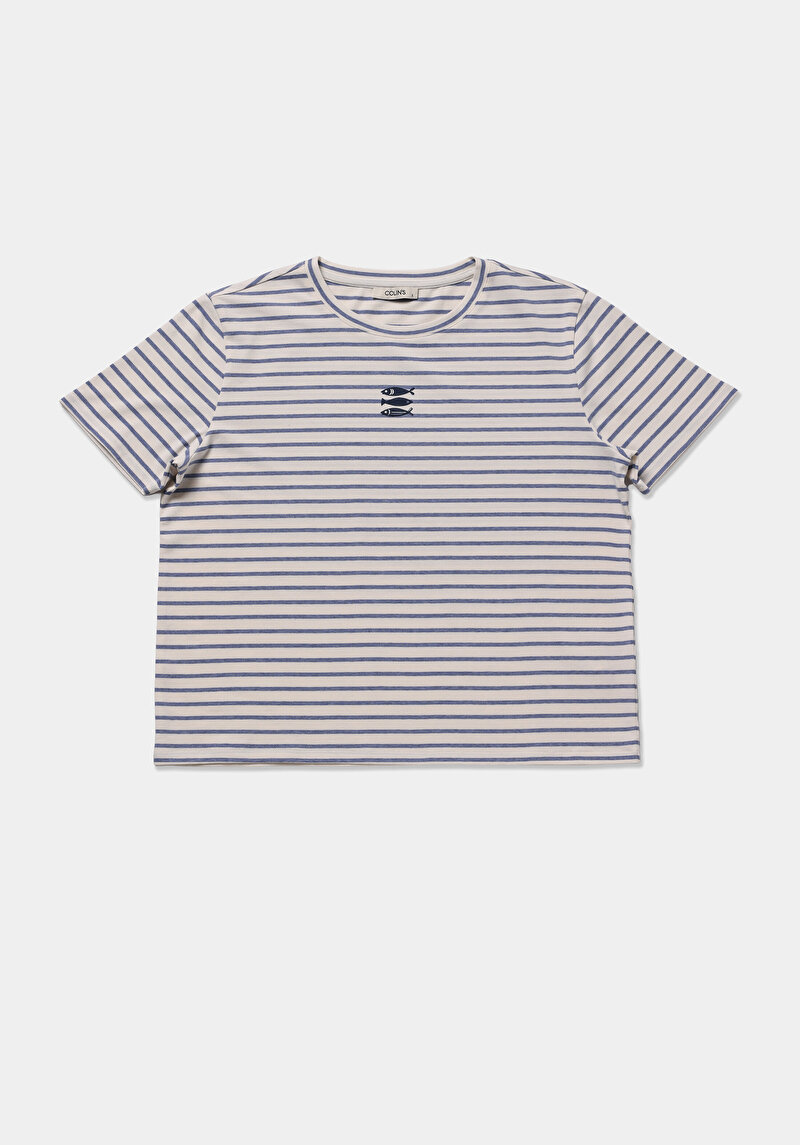 Imagine a Tricou Cu Maneca Scurta De Dama Albastru Regular Fit  Cl1078935