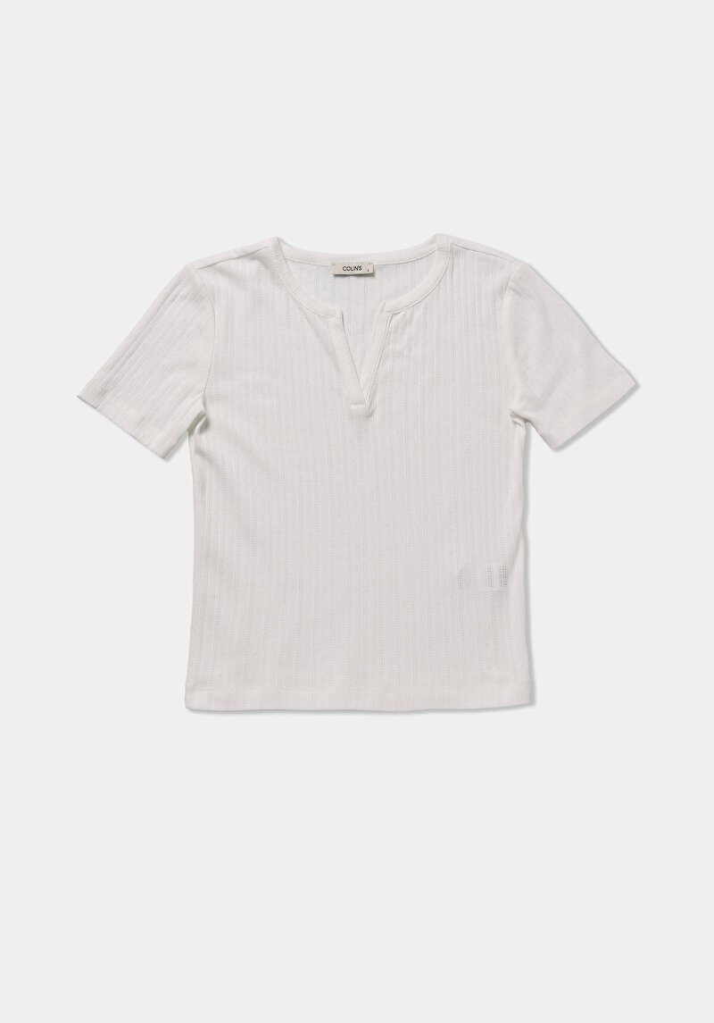 Imagine a Bluza Cu Maneca Scurta De Dama Alb Slim Fit  Cl1079028