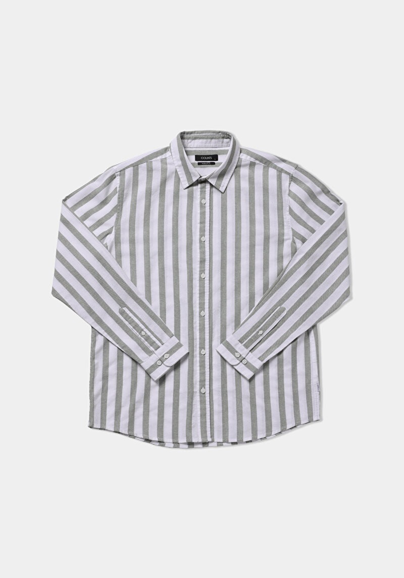 Imagine a Camasa Cu Maneca Lunga De Barbati Verde Regular Fit  Cl1079312