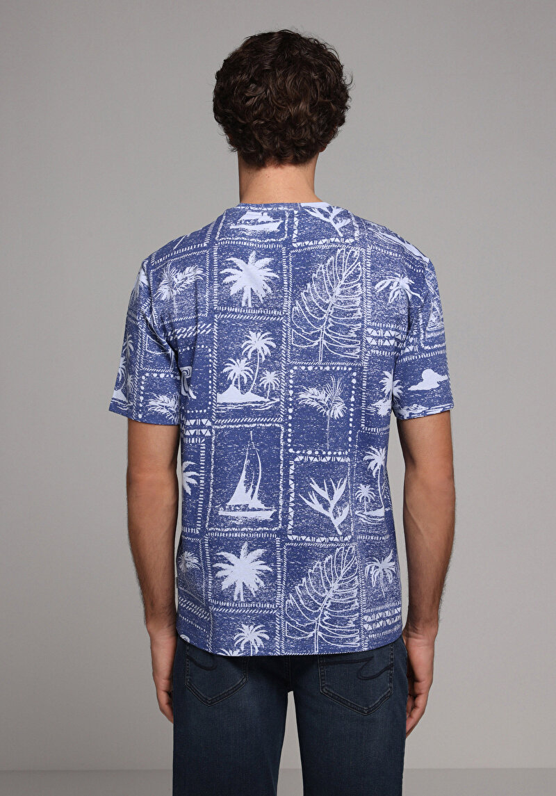 Imagine a Tricou Cu Maneca Scurta De Barbati Albastru Comfort Fit Cl1079908