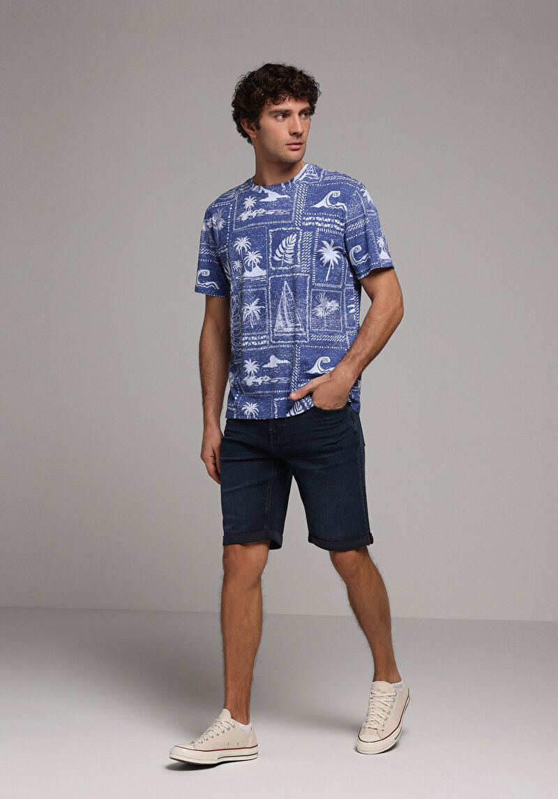 Imagine a Tricou Cu Maneca Scurta De Barbati Albastru Comfort Fit Cl1079908