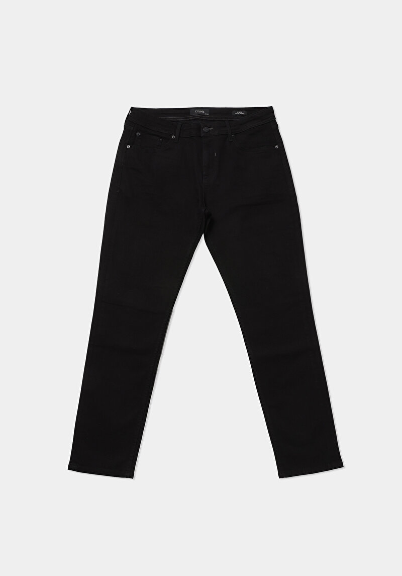 Afișați detalii pentru Regular Fit Mid Waist Slim Leg Blugi Negri Pentru Bărbați