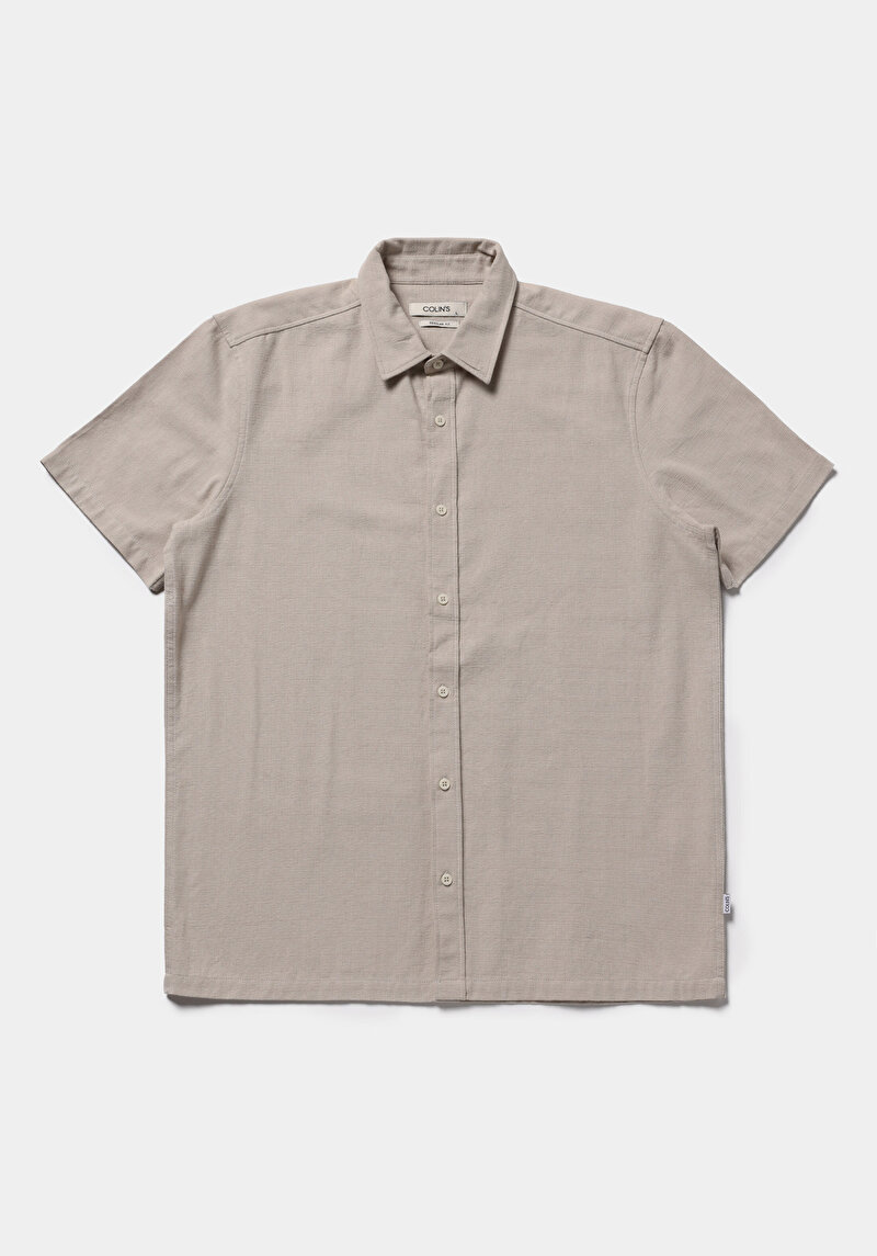 Imagine a Camasa Cu Maneca Scurta De Barbati Bej Regular Fit  Cl1078375