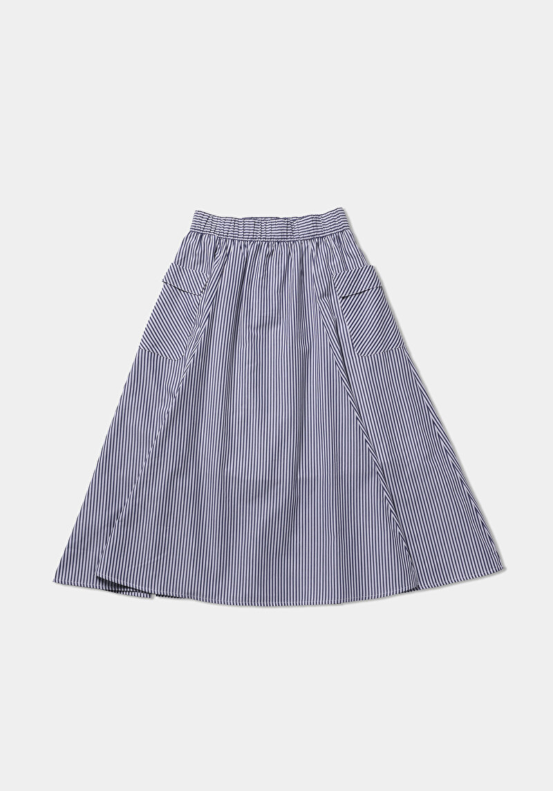 Afișați detalii pentru Fustă Midi Cu Dungi Bleumarin Pentru Femei