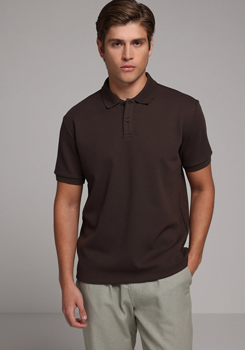 Imagine a Tricou Polo Cu Maneca Scurta De Barbati Maro Regular Fit Cl1080247