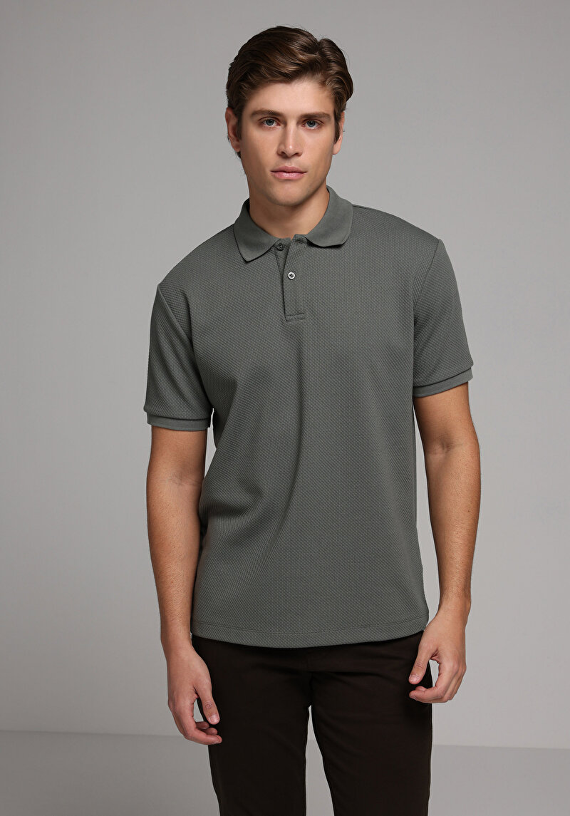 Imagine a Tricou Polo Cu Maneca Scurta De Barbati Kaki Regular Fit Cl1080247