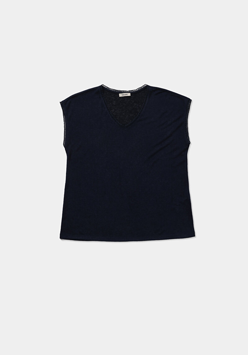 Imagine a Bluza Cu Maneca Scurta De Dama Albastru Marin Regular Fit  Cl1079150