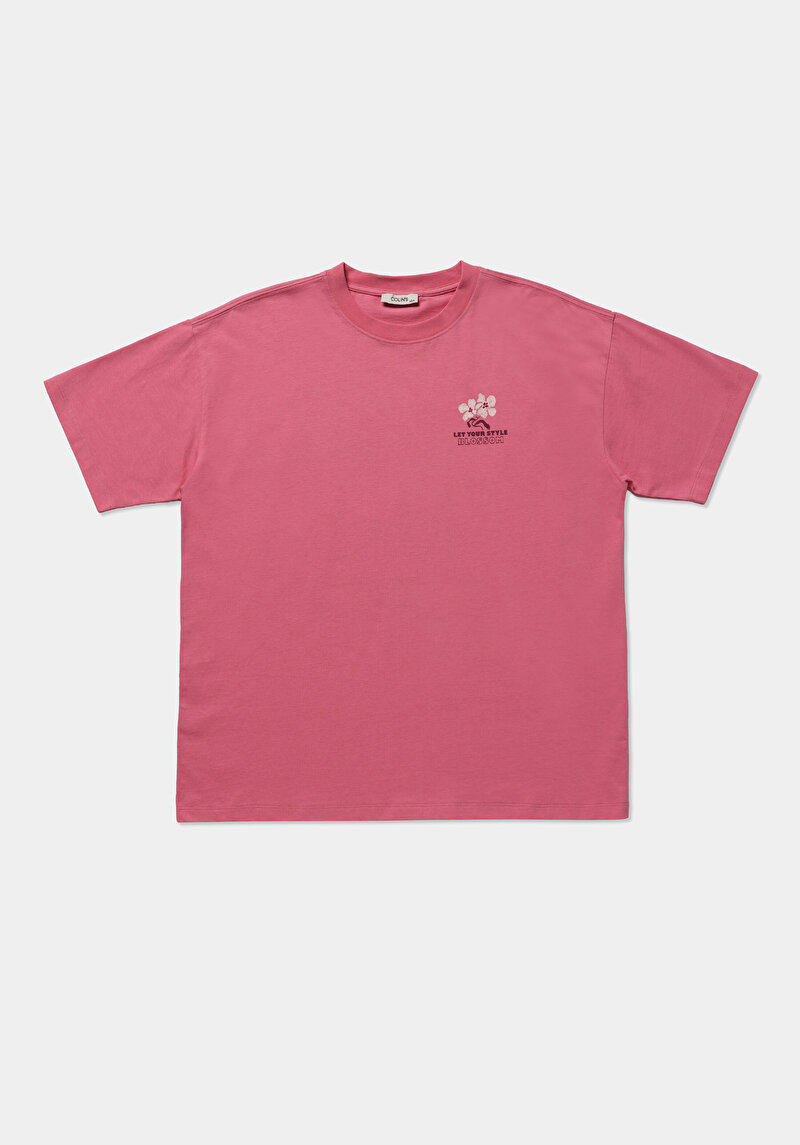 Imagine a Tricou Cu Maneca Scurta De Dama Roz Relaxed Fit  Cl1080038