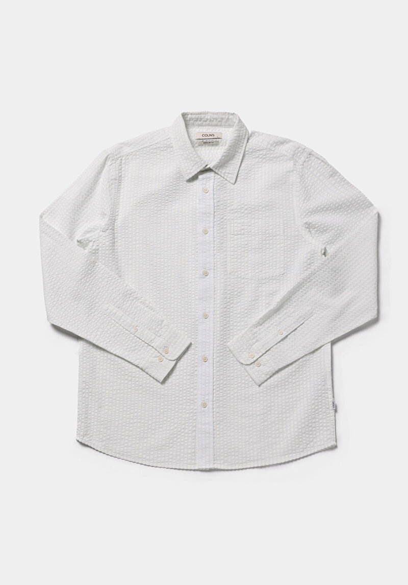 Imagine a Camasa Cu Maneca Lunga De Barbati Alb Regular Fit  Cl1079019