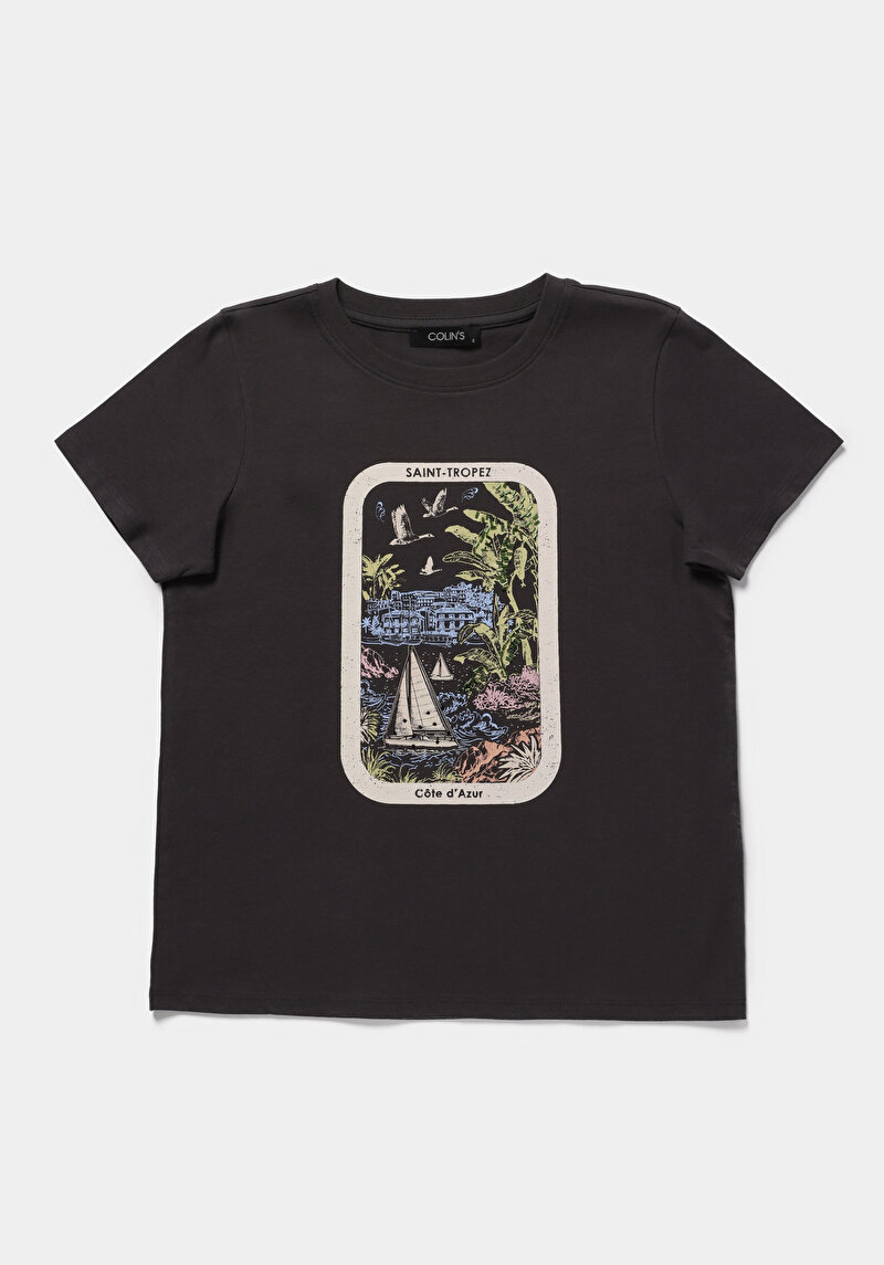 Imagine a Tricou Cu Maneca Scurta De Dama Antracit Regular Fit  Cl1080073