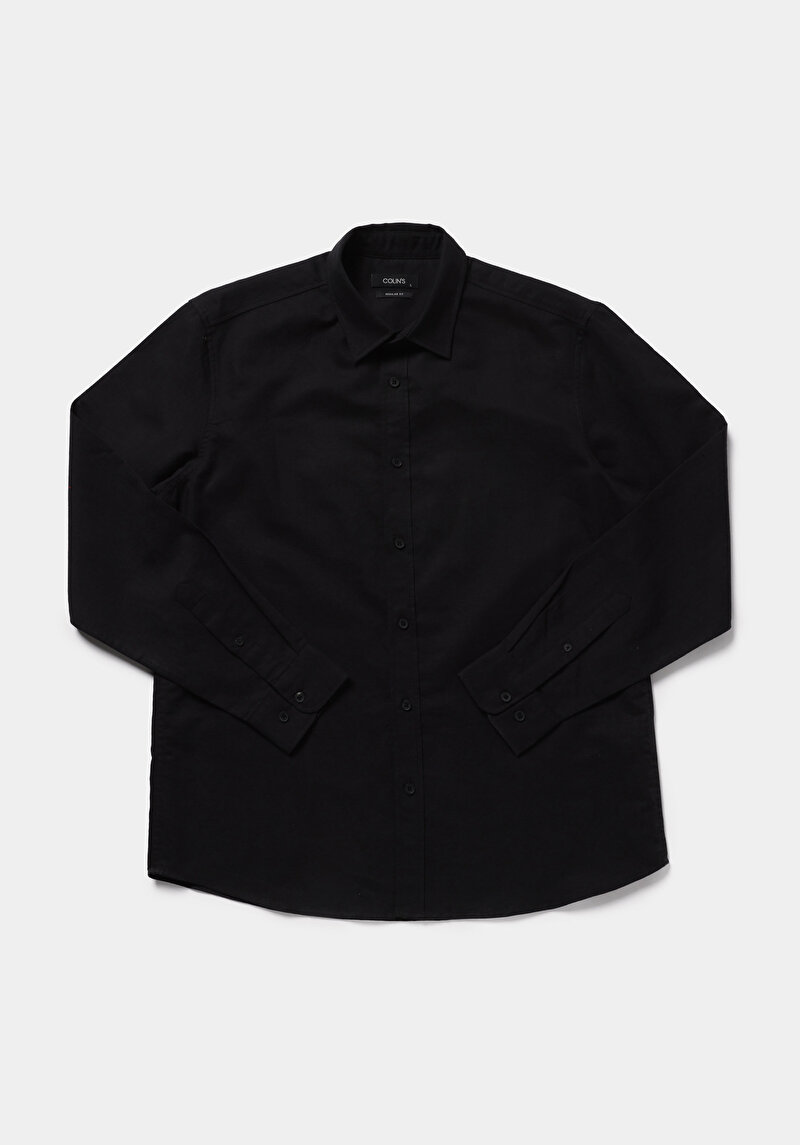 Imagine a Camasa Cu Maneca Lunga De Barbati Negru Regular Fit  Cl1080088